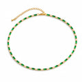 Vintage Geometric Zirconia Link Necklace
